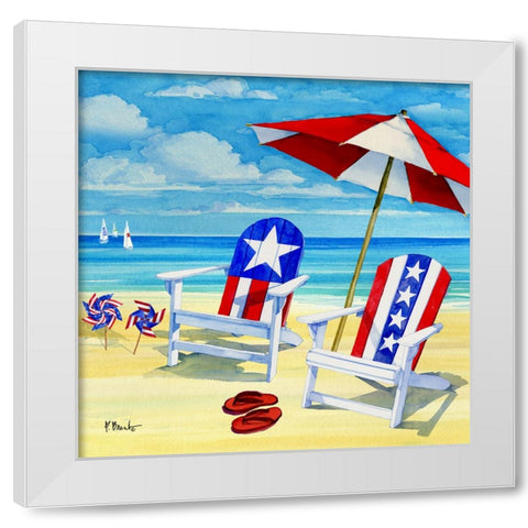 Patriotic Beach IV White Modern Wood Framed Art Print by Brent, Paul
