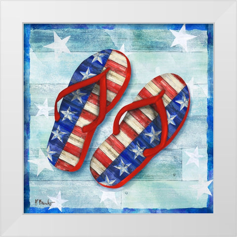 Freedom Flip Flops IV White Modern Wood Framed Art Print by Brent, Paul