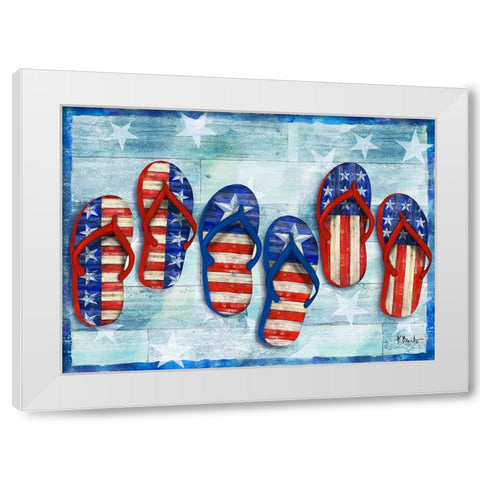 Freedom Flip Flops Horizontal White Modern Wood Framed Art Print by Brent, Paul