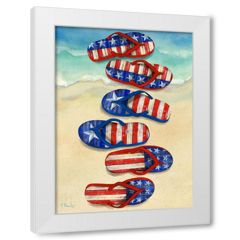 Freedom Flip Flops Vertical - Beach White Modern Wood Framed Art Print by Brent, Paul