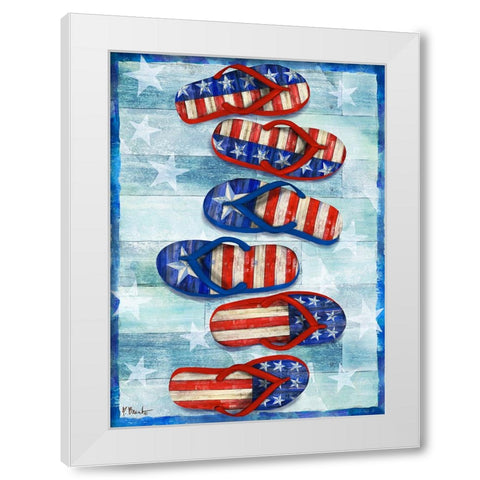 Freedom Flip Flops Vertical White Modern Wood Framed Art Print by Brent, Paul