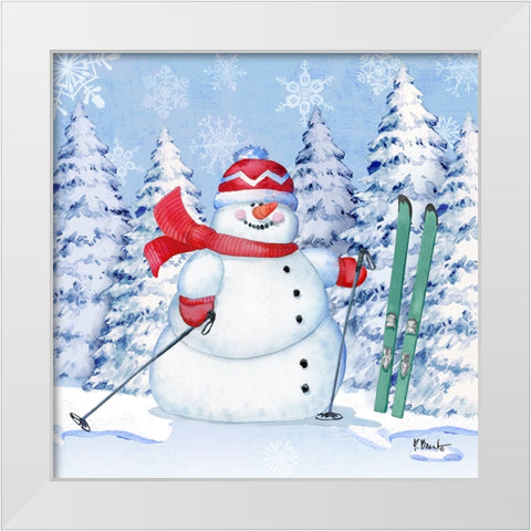 Icy Snowman I White Modern Wood Framed Art Print by Brent, Paul