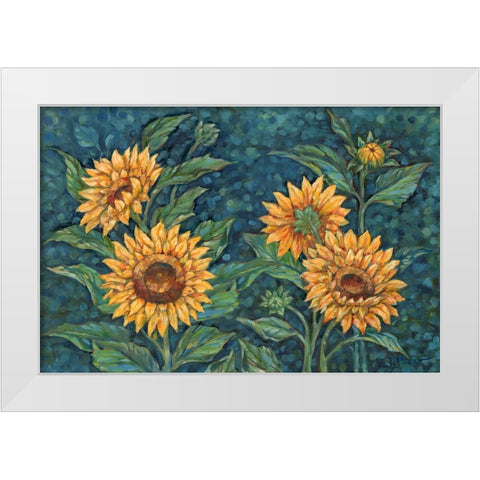 Impressions of Sunflowers Horizontal II White Modern Wood Framed Art Print by Brent, Paul