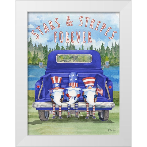Patriotic Gnomes Truck White Modern Wood Framed Art Print by Brent, Paul