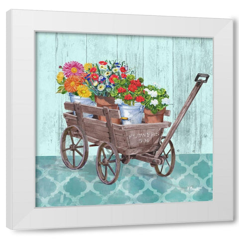 Flower Cart I White Modern Wood Framed Art Print by Brent, Paul