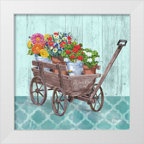 Flower Cart I White Modern Wood Framed Art Print by Brent, Paul