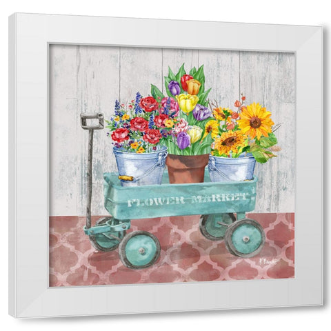 Flower Cart II White Modern Wood Framed Art Print by Brent, Paul