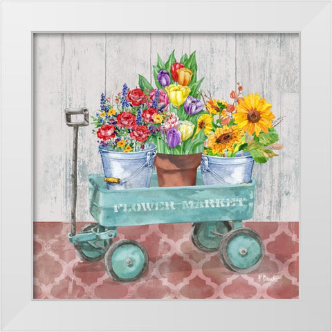 Flower Cart II White Modern Wood Framed Art Print by Brent, Paul