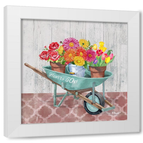 Flower Cart III White Modern Wood Framed Art Print by Brent, Paul