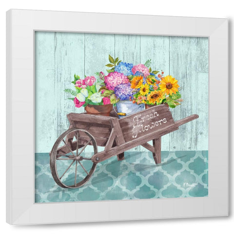 Flower Cart IV White Modern Wood Framed Art Print by Brent, Paul