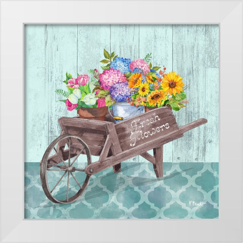 Flower Cart IV White Modern Wood Framed Art Print by Brent, Paul