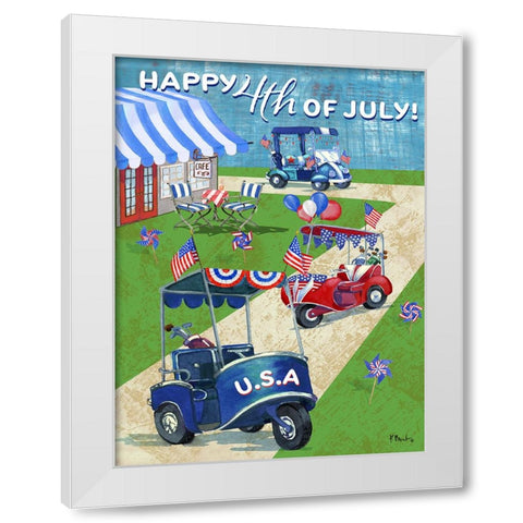 Patriotic Golf Time Vertical White Modern Wood Framed Art Print by Brent, Paul
