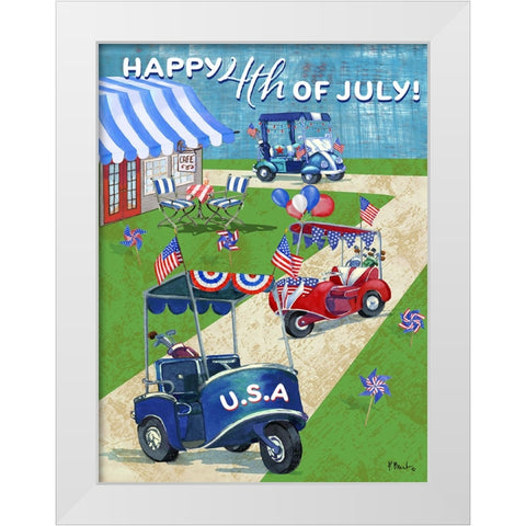Patriotic Golf Time Vertical White Modern Wood Framed Art Print by Brent, Paul
