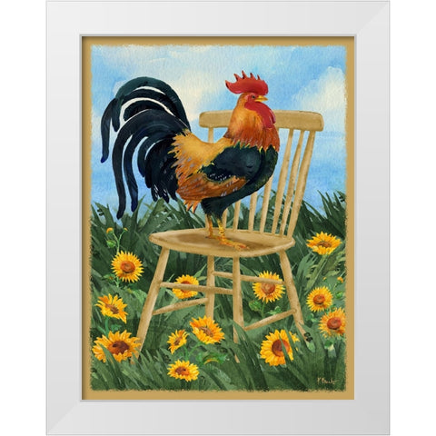 Field Rooster White Modern Wood Framed Art Print by Brent, Paul