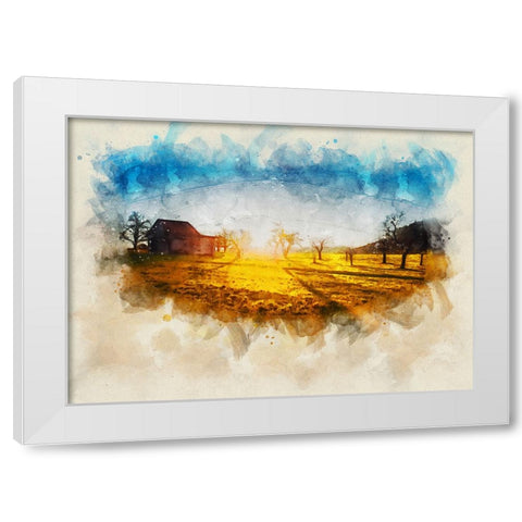 Barn 5 Watercolor White Modern Wood Framed Art Print by Lee, Rachel