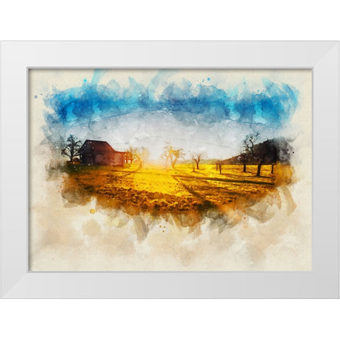 Barn 5 Watercolor White Modern Wood Framed Art Print by Lee, Rachel