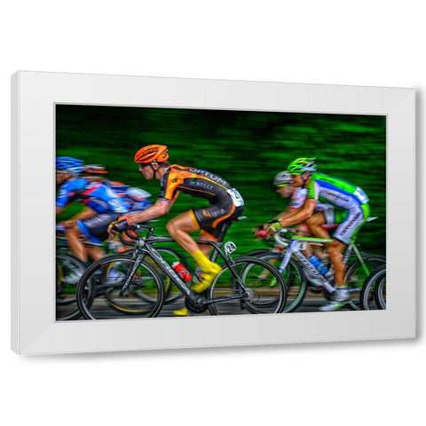Bikers White Modern Wood Framed Art Print by Lee, Rachel
