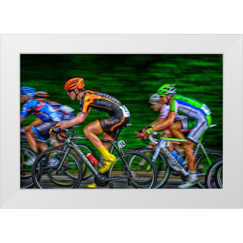 Bikers White Modern Wood Framed Art Print by Lee, Rachel