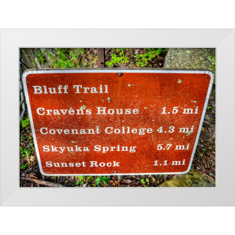 Bluff Trail Sign White Modern Wood Framed Art Print by Lee, Rachel