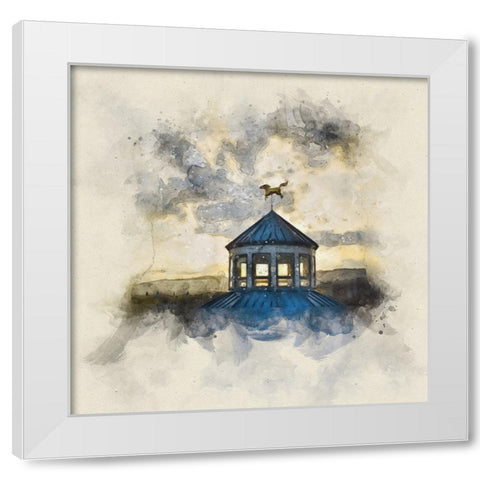 Carousel Last Light Watercolor White Modern Wood Framed Art Print by Lee, Rachel