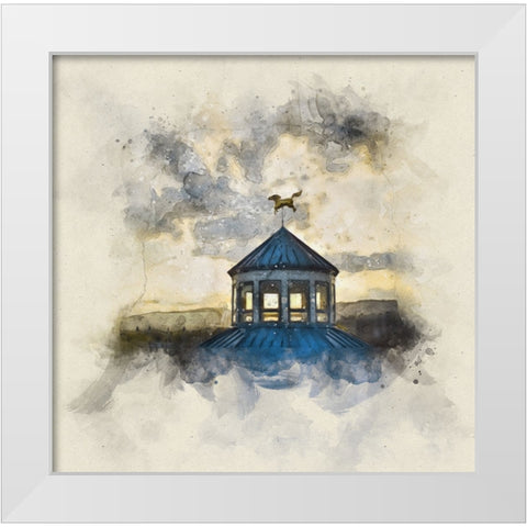Carousel Last Light Watercolor White Modern Wood Framed Art Print by Lee, Rachel