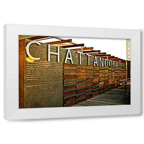 Chatt Pier Sign White Modern Wood Framed Art Print by Lee, Rachel