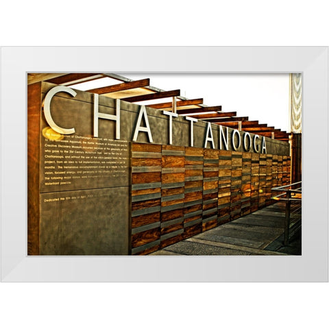 Chatt Pier Sign White Modern Wood Framed Art Print by Lee, Rachel