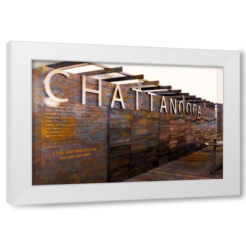 Chatt Pier Sign Lucky Enough White Modern Wood Framed Art Print by Lee, Rachel