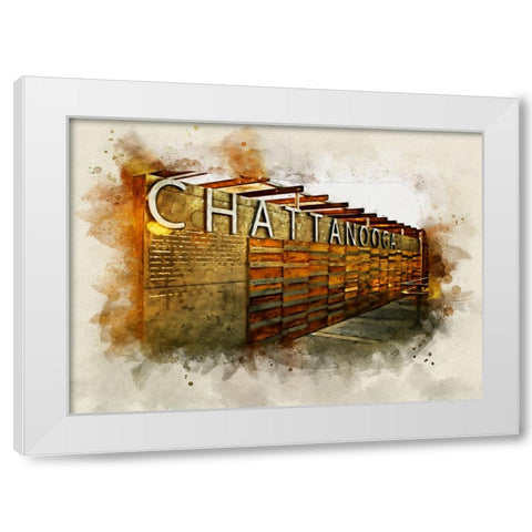 Chatt Pier Sign Watercolor White Modern Wood Framed Art Print by Lee, Rachel