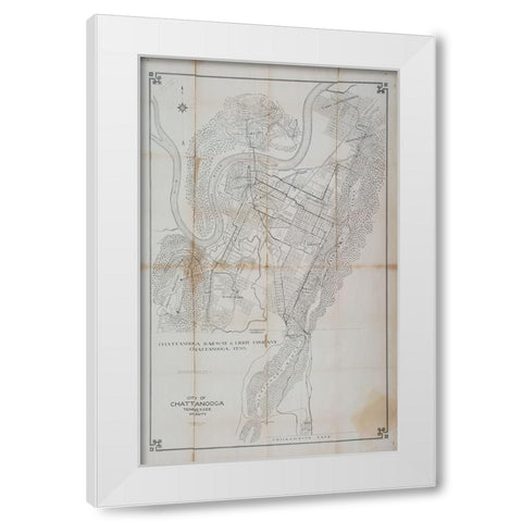 Chattanooga City Map 1914 White Modern Wood Framed Art Print by Lee, Rachel