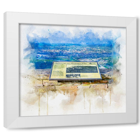 Chattanooga Missionary Ridge Plaque Watercolor White Modern Wood Framed Art Print by Lee, Rachel
