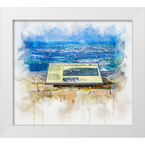 Chattanooga Missionary Ridge Plaque Watercolor White Modern Wood Framed Art Print by Lee, Rachel