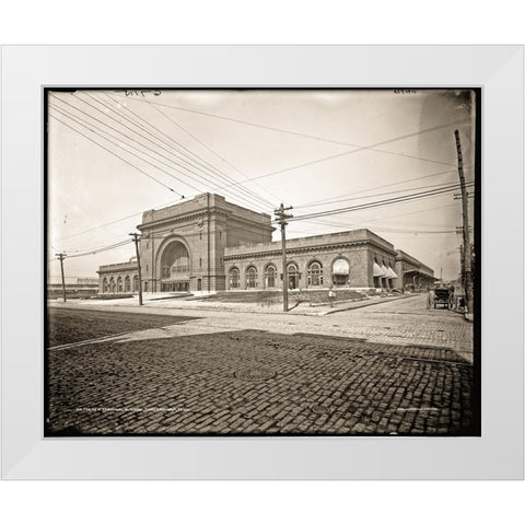 Choo Choo Hotel Antique Sepia White Modern Wood Framed Art Print by Lee, Rachel