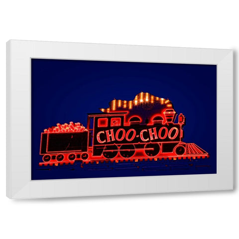 Choo Choo Sign White Modern Wood Framed Art Print by Lee, Rachel