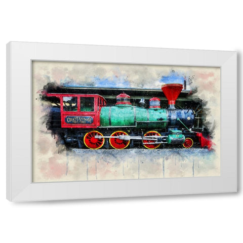 Choo Choo Train Watercolor White Modern Wood Framed Art Print by Lee, Rachel