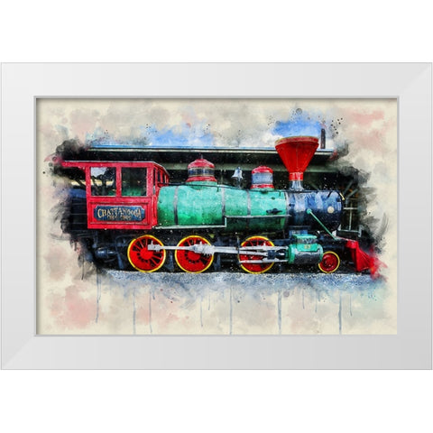 Choo Choo Train Watercolor White Modern Wood Framed Art Print by Lee, Rachel