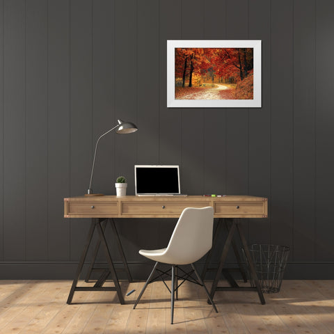 Country Road 9 White Modern Wood Framed Art Print by Lee, Rachel