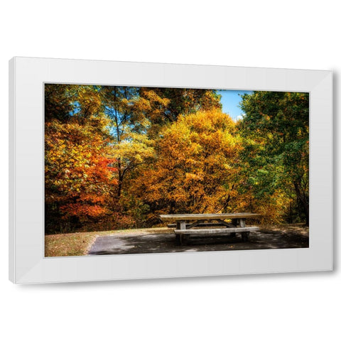 Fall Picnic White Modern Wood Framed Art Print by Lee, Rachel