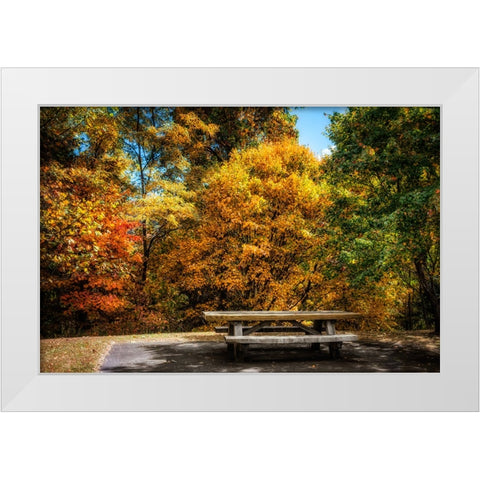 Fall Picnic White Modern Wood Framed Art Print by Lee, Rachel