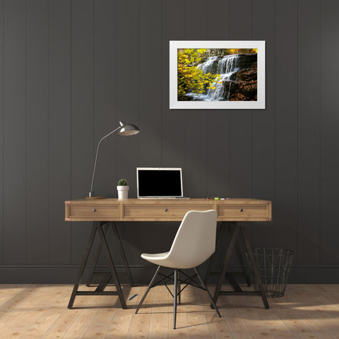 Fall Waterfall White Modern Wood Framed Art Print by Lee, Rachel