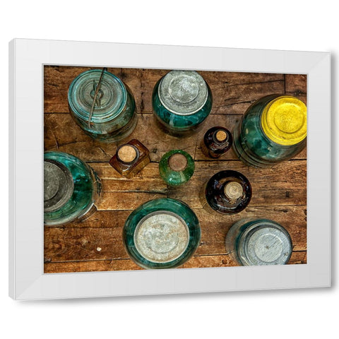 Old Jars White Modern Wood Framed Art Print by Lee, Rachel