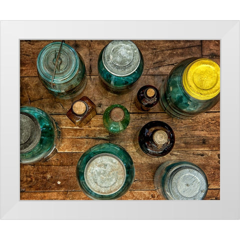 Old Jars White Modern Wood Framed Art Print by Lee, Rachel