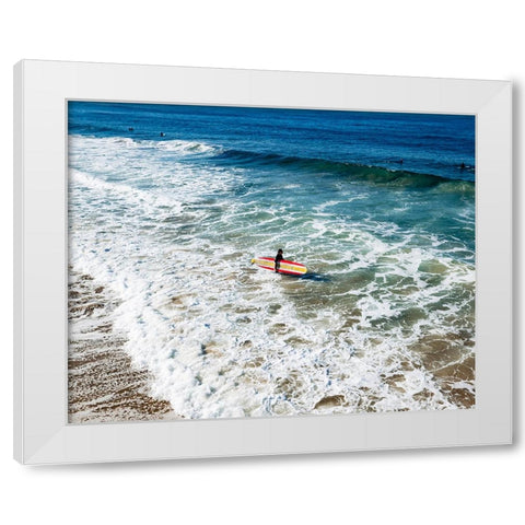 The Surfer White Modern Wood Framed Art Print by Malone, Will