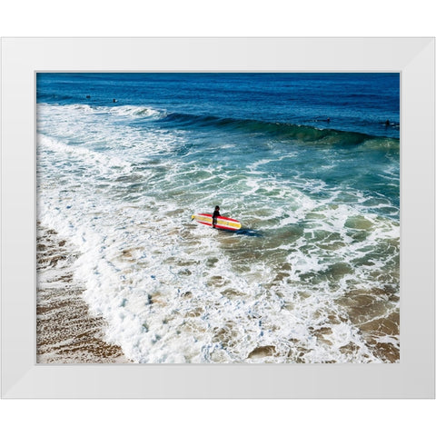 The Surfer White Modern Wood Framed Art Print by Malone, Will