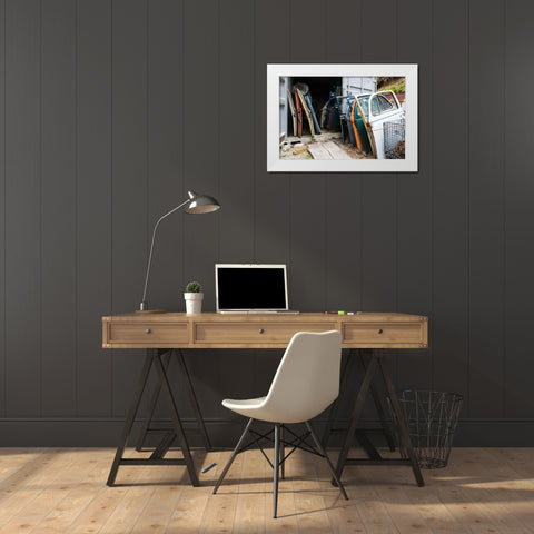 Car Doors White Modern Wood Framed Art Print by Malone, Will