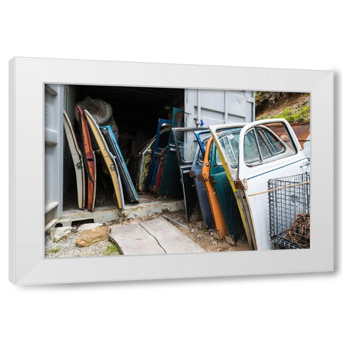 Car Doors White Modern Wood Framed Art Print by Malone, Will
