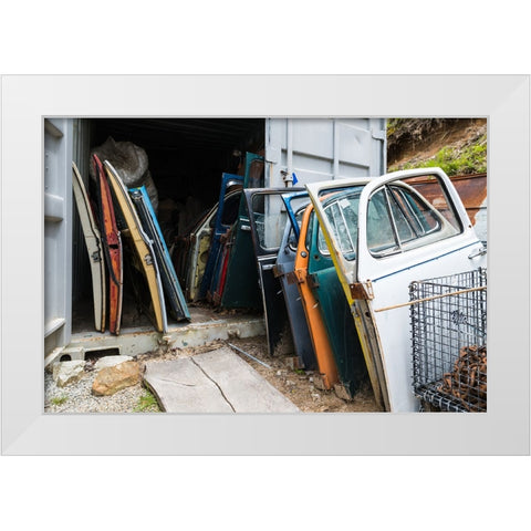 Car Doors White Modern Wood Framed Art Print by Malone, Will