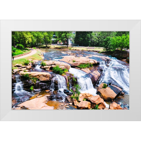 Falls Park White Modern Wood Framed Art Print by Malone, Will