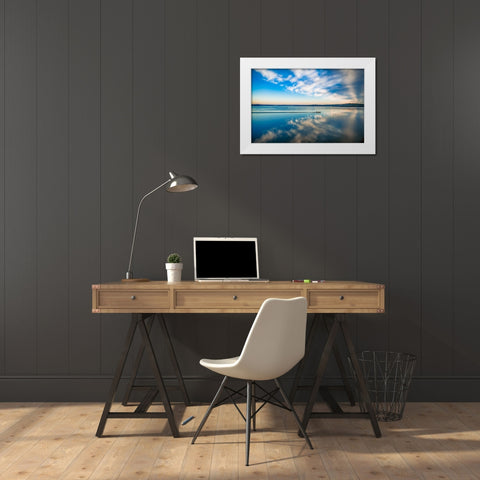Boat Blur White Modern Wood Framed Art Print by Malone, Will