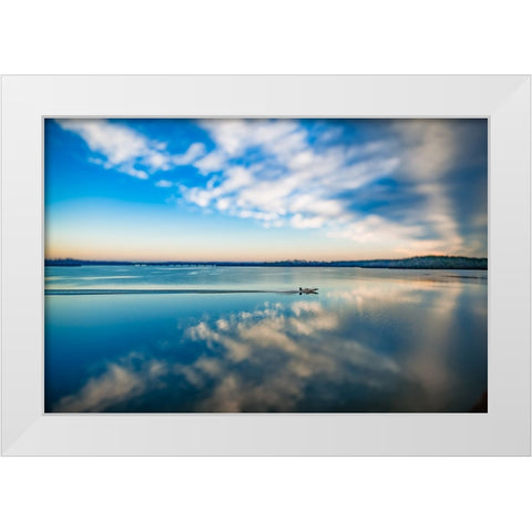 Boat Blur White Modern Wood Framed Art Print by Malone, Will